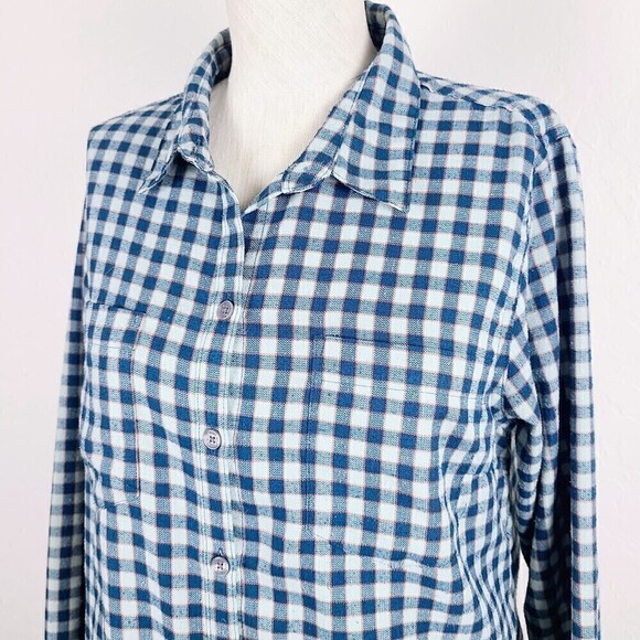 Toad & Co Dakotah Travel Shirt M Blue Green Plaid Button-Front Wool Blend - Picture 2 of 8